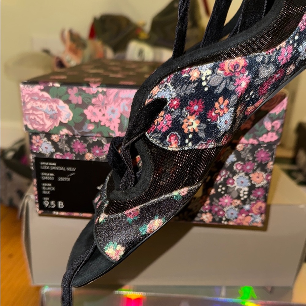 Coach Black Floral Heels with Glossy Finish